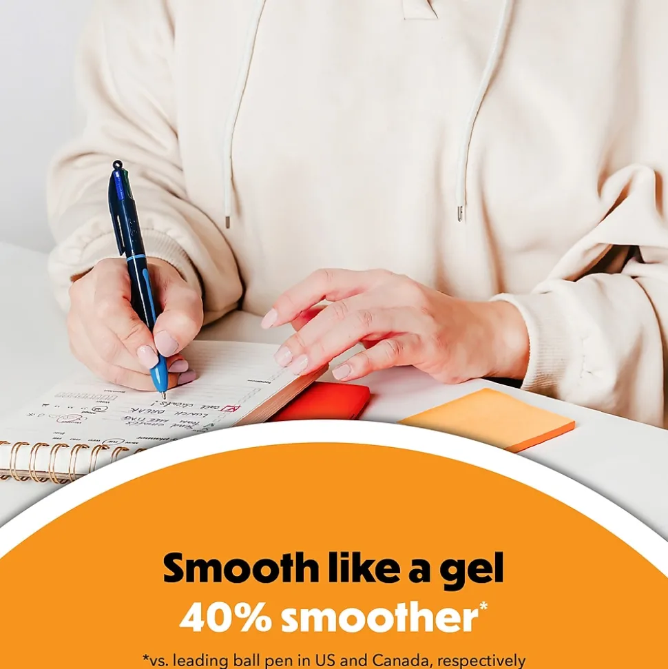 BIC 4-Color Smooth Retractable Ballpoint Pen, Medium Point, Assorted Ink, 3/Pack (MMSP3-AST)