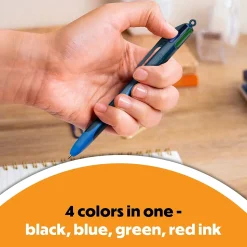 BIC 4-Color Smooth Retractable Ballpoint Pen, Medium Point, Assorted Ink, 12/Pack (MMS11-AST)