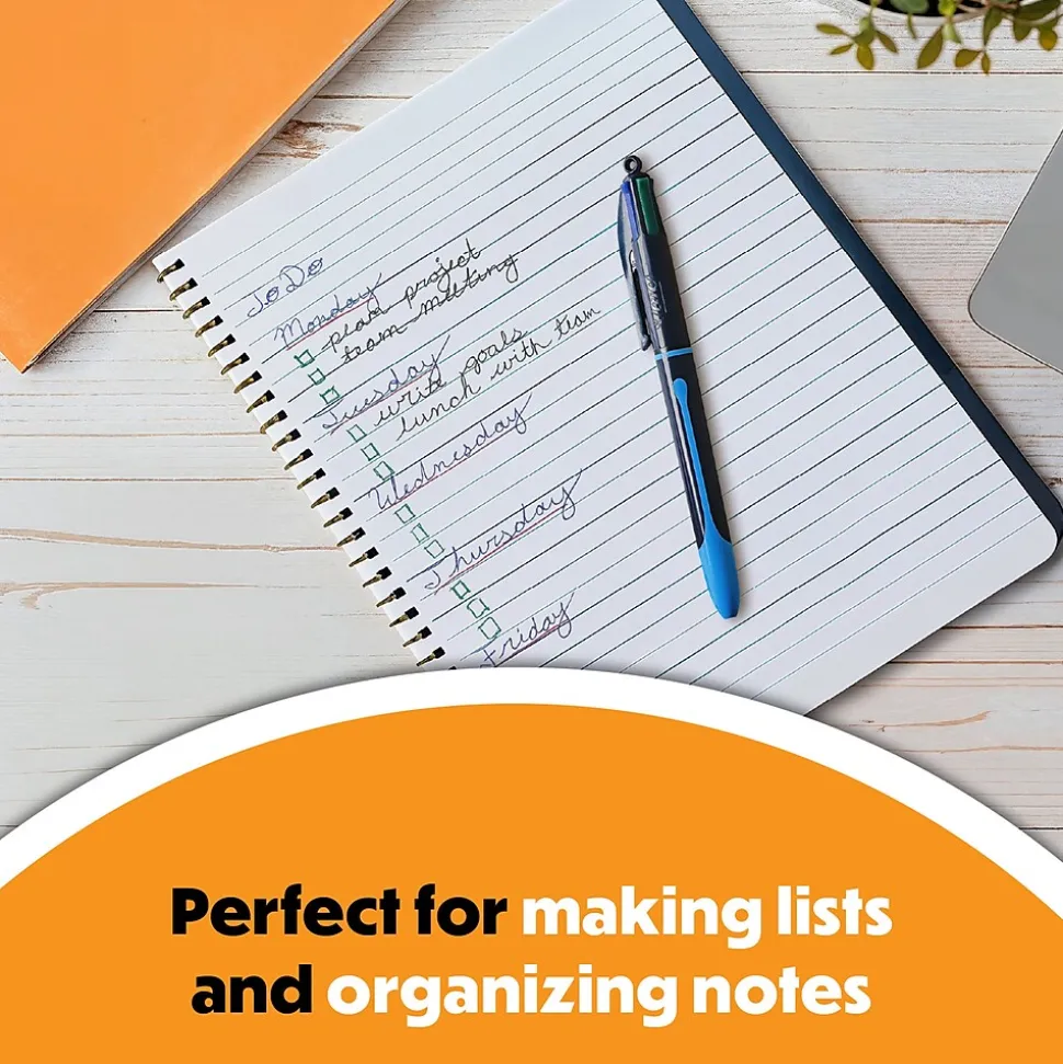 BIC 4-Color Smooth Retractable Ballpoint Pen, Medium Point, Assorted Ink, 12/Pack (MMS11-AST)