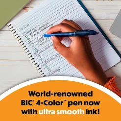 BIC 4-Color Smooth Retractable Ballpoint Pen, Medium Point, Assorted Ink, 12/Pack (MMS11-AST)