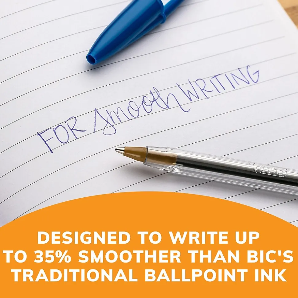 BIC Cristal Ballpoint Pens, Medium Point, Blue Ink, Dozen (10126/MS11BL)