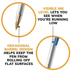 BIC Cristal Ballpoint Pens, Medium Point, Blue Ink, Dozen (10126/MS11BL)