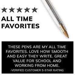 BIC Cristal Ballpoint Pen, Medium Point, Black Ink, 10/Pack (068271)