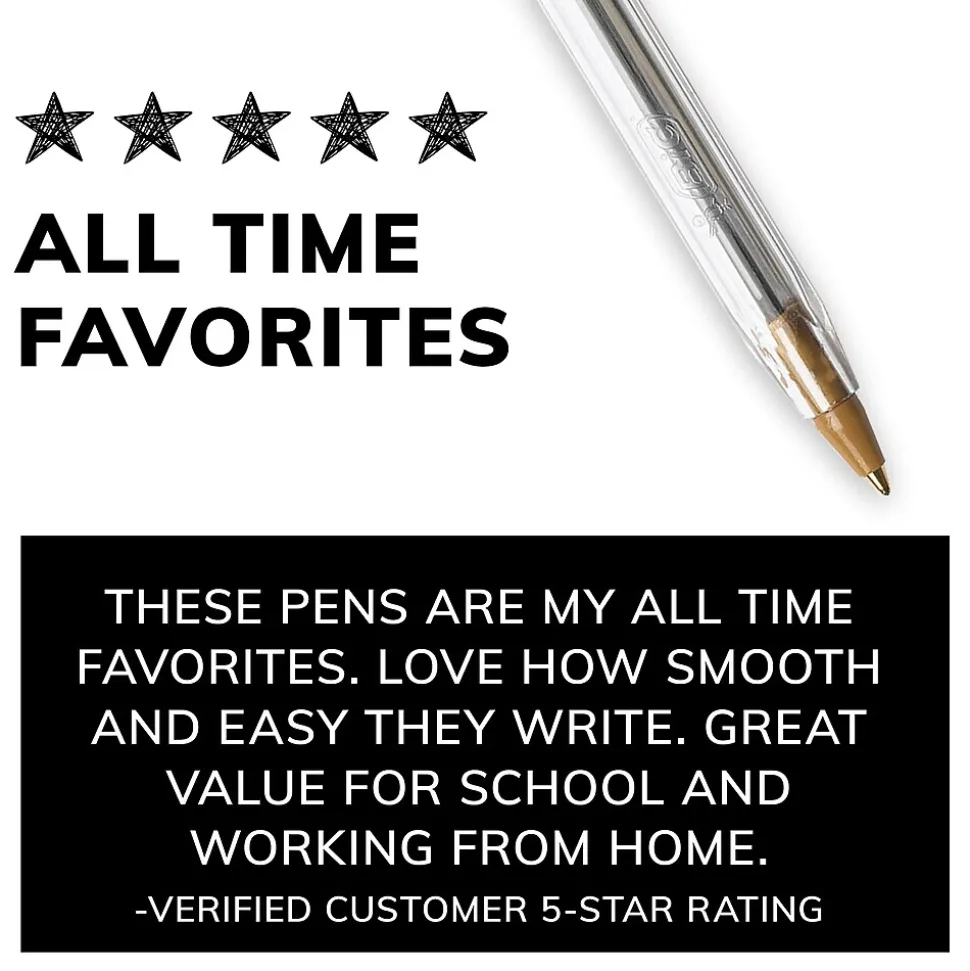 BIC Cristal Ballpoint Pen, Medium Point, Black Ink, 10/Pack (068271)