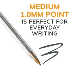 BIC Cristal Ballpoint Pen, Medium Point, Black Ink, 10/Pack (068271)