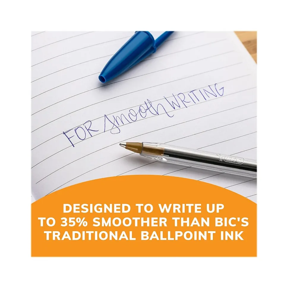 BIC Cristal Xtra Smooth Ballpoint Pen, Medium Point, Blue Ink, 24/Box, 6 Boxes/Pack (MS144E-BLU)