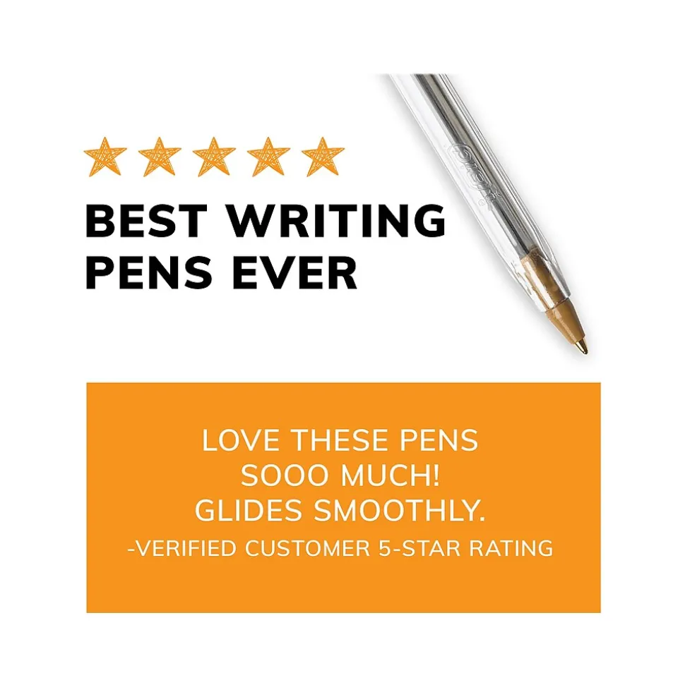 BIC Cristal Xtra Smooth Ballpoint Pen, Medium Point, Blue Ink, 24/Box, 6 Boxes/Pack (MS144E-BLU)