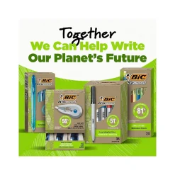 BIC ECOlutions Retractable Gel Pen, Medium Point, 1.0 mm, Black Ink, 12/Pack (RGLE11-BLK)