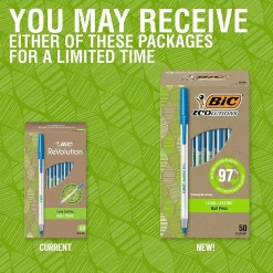 BIC Ecolutions Round Stic Ballpoint Pens, Medium Point, Blue Ink, 50/Pack (GSME509-BLU)