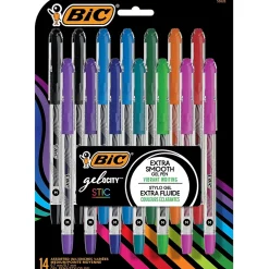 BIC Gel-ocity Stic Gel Pens, Medium Point, 0.7 mm, Assorted Colors, 14/Pack (RGSMP14-AST)
