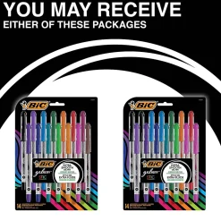 BIC Gel-ocity Stic Gel Pens, Medium Point, 0.7 mm, Assorted Colors, 14/Pack (RGSMP14-AST)