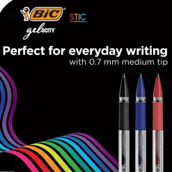 BIC Gel-ocity Stic Gel Pens, Medium Point, 0.7 mm, Assorted Colors, 14/Pack (RGSMP14-AST)
