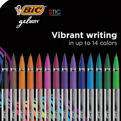 BIC Gel-ocity Stic Gel Pens, Medium Point, 0.7 mm, Assorted Colors, 14/Pack (RGSMP14-AST)