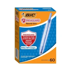 BIC PrevaGuard Round Stic Ballpoint Pen, Medium Point, Blue Ink, 60/Pack (GSAM60-BLU)