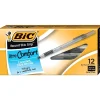 BIC Round Stic Grip Xtra Comfort Ballpoint Pens, Fine Point, 0.8mm, Black Ink, Dozen (13902)