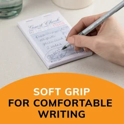 BIC Round Stic Grip Xtra Comfort Ballpoint Pens, Fine Point, 0.8mm, Black Ink, Dozen (13902)