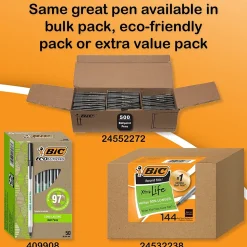 BIC Round Stic Xtra-Life Ballpoint Pens, Medium Point, 1.0mm, Black Ink, 60/Pack (GSM609-BLK)