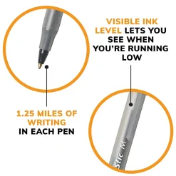 BIC Round Stic Xtra-Life Ballpoint Pens, Medium Point, 1.0mm, Black Ink, 60/Pack (GSM609-BLK)