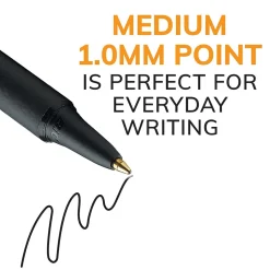 BIC Soft Feel Retractable Ballpoint Pens, Fine Point, 0.8mm, Black Ink, Dozen (12346/SCSF11BK)