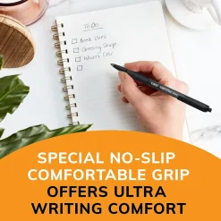 BIC Soft Feel Retractable Ballpoint Pens, Fine Point, 0.8mm, Black Ink, Dozen (12346/SCSF11BK)