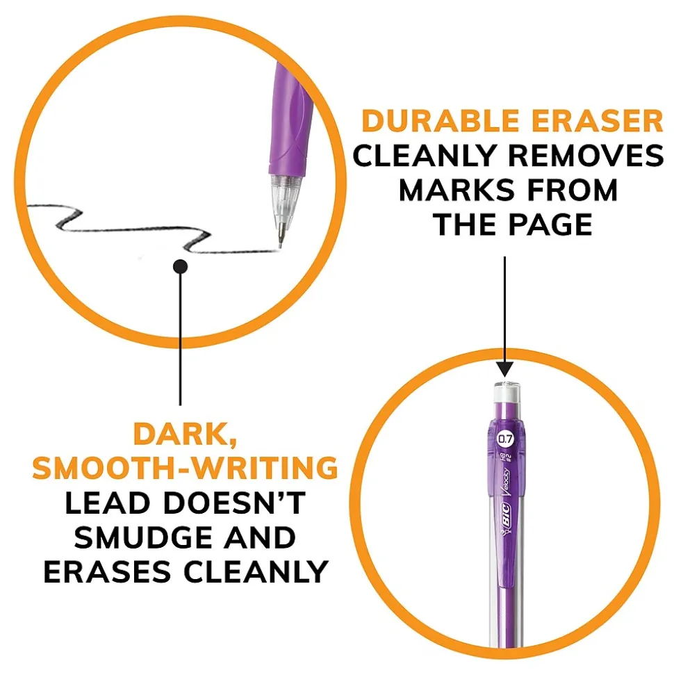 BIC Velocity Mechanical Pencil, 0.7mm, #2 Hard Lead, 12/Pack (41174/MV711)