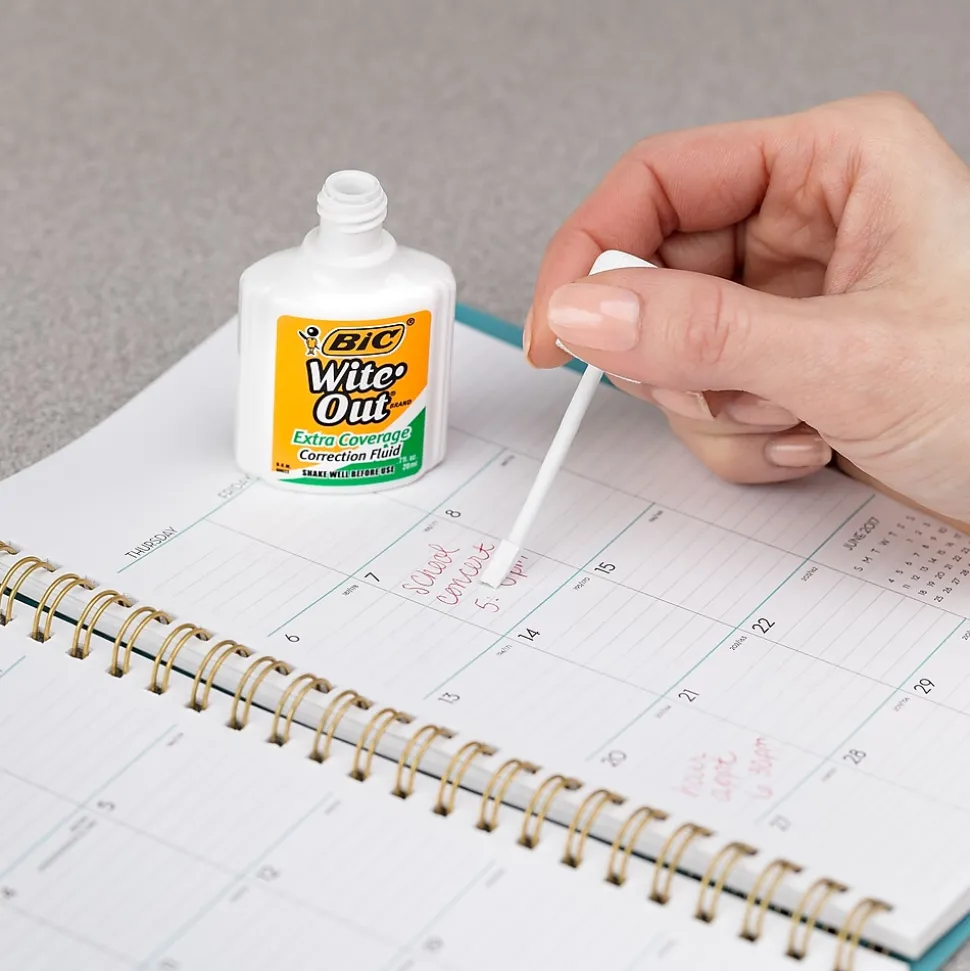 BIC Wite-Out Extra Coverage Correction Fluid, 20 ml., White (50624/WOFEC12)