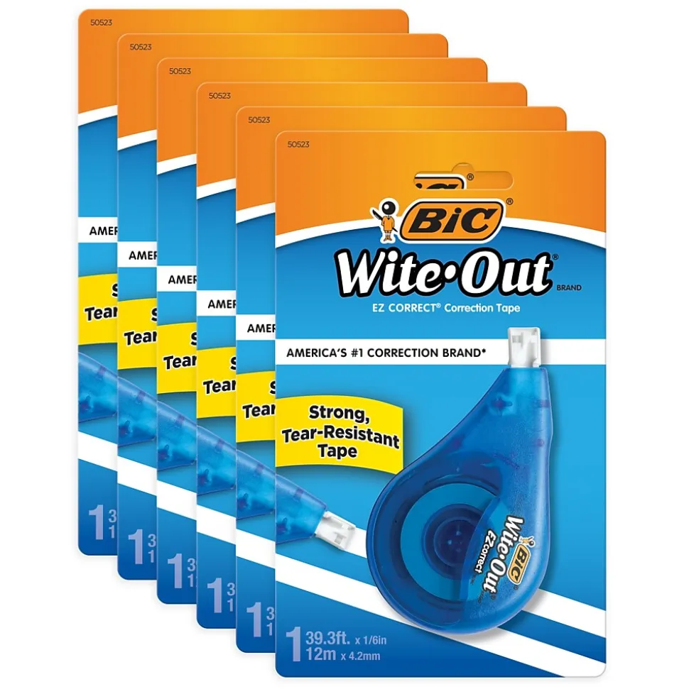 BIC Wite-Out EZ Correct Correction Tape, White, Pack of 6 (BICWOTAPP11-6)