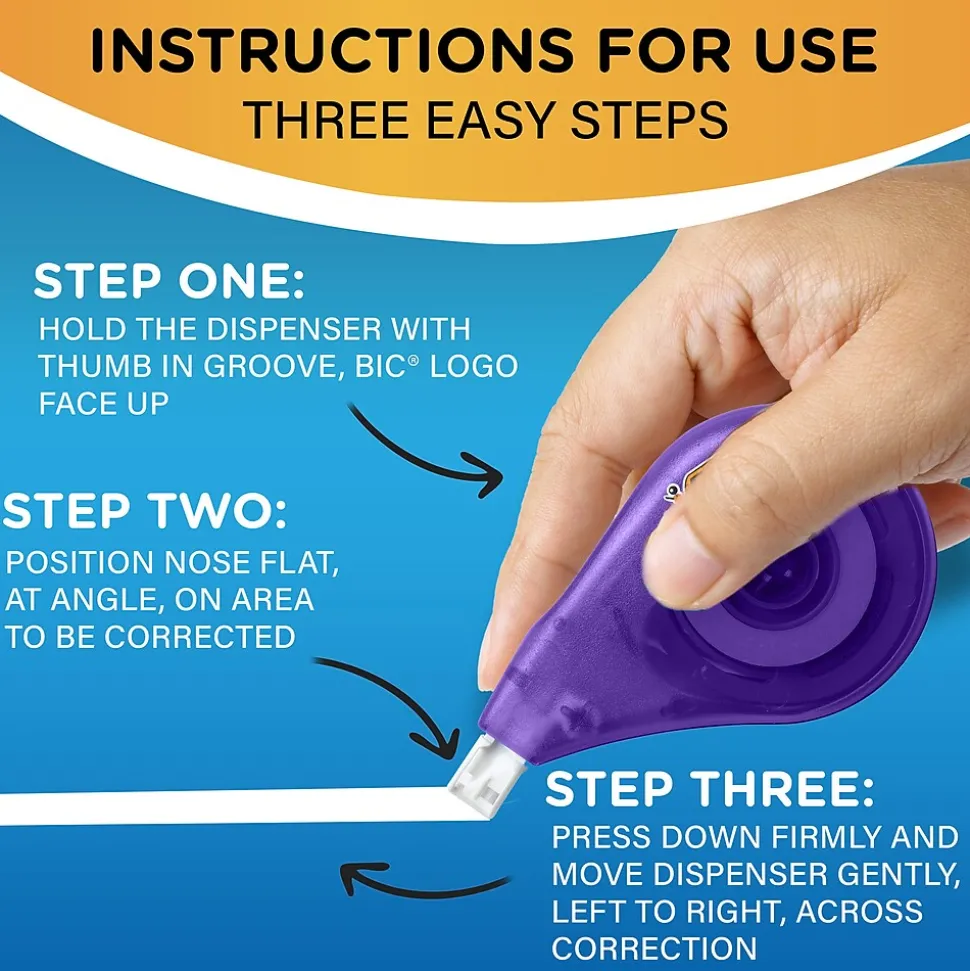 BIC Wite-Out EZ Correct Correction Tape, White, Pack of 6 (BICWOTAPP11-6)