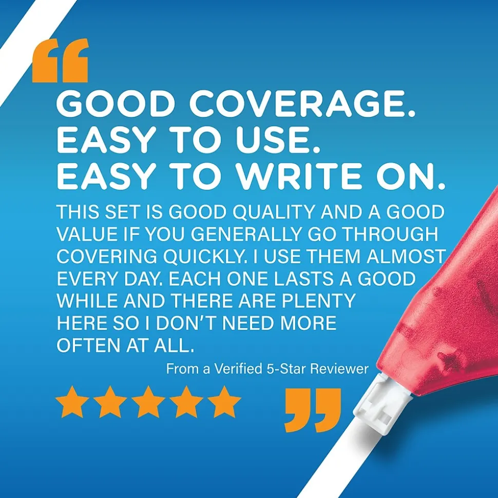 BIC Wite-Out EZ Correct Correction Tape, White, Pack of 6 (BICWOTAPP11-6)