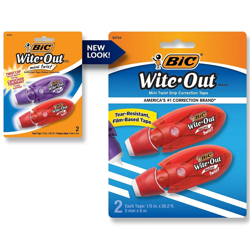 BIC Wite-Out Mini Correction Tape, White, 2/Pack (50754)