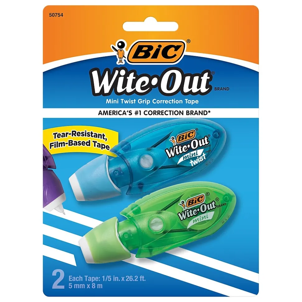 BIC Wite-Out Mini Correction Tape, White, 2/Pack (50754)