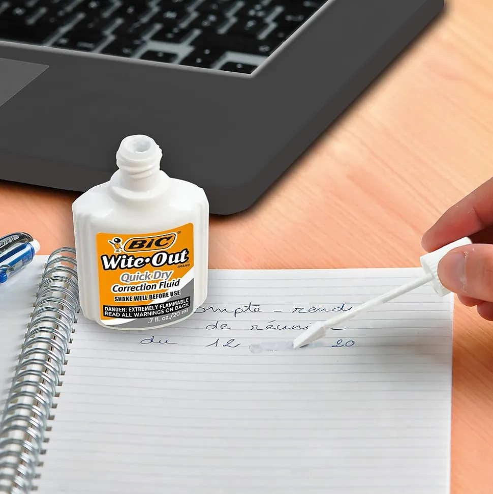 BIC Wite-Out Quick Dry Correction Fluid, 20 ml., White, 2/Pack (WOFQDP24-A-WHI)