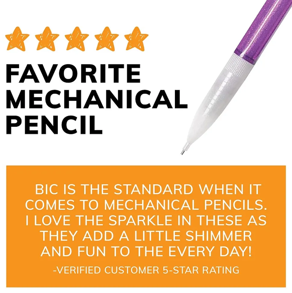 BIC Xtra Sparkle Mechanical Pencils, 0.7mm, #2 Hard Lead, 24/Pack (MPLP241-BLK)