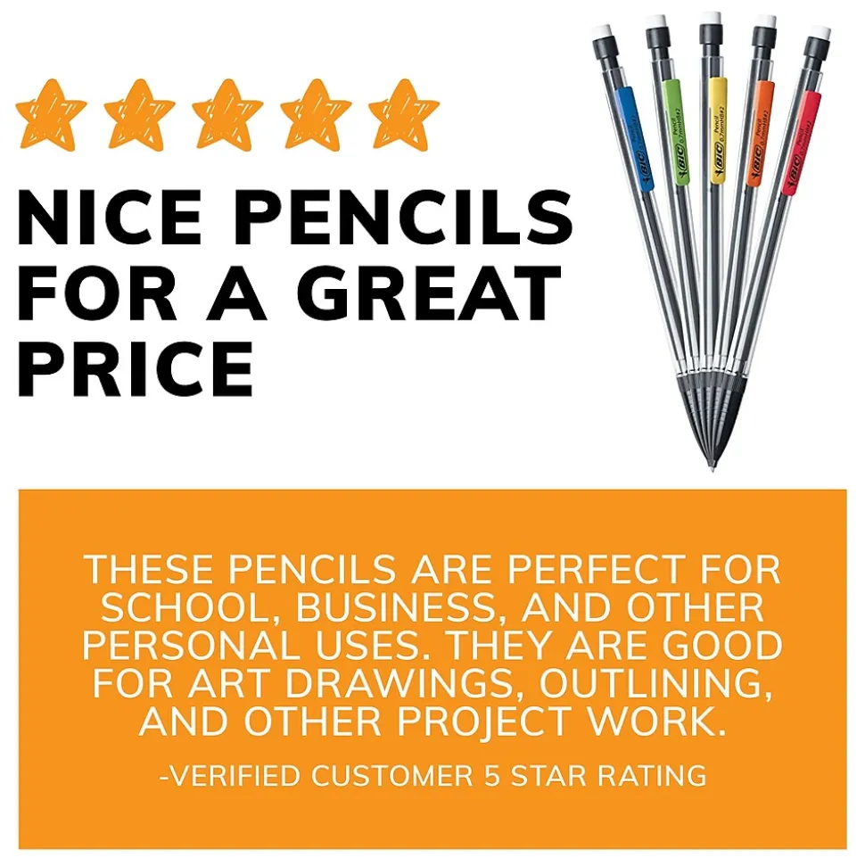 BIC Xtra-Smooth Mechanical Pencil, 0.7mm, #2 Medium Lead, 40/Pack (MPP40MJ-BLK)