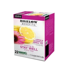 Bigelow Benefits Stay Well Lemon and Echinacea Herbal Tea Pods, 22/Pack (5000359645)
