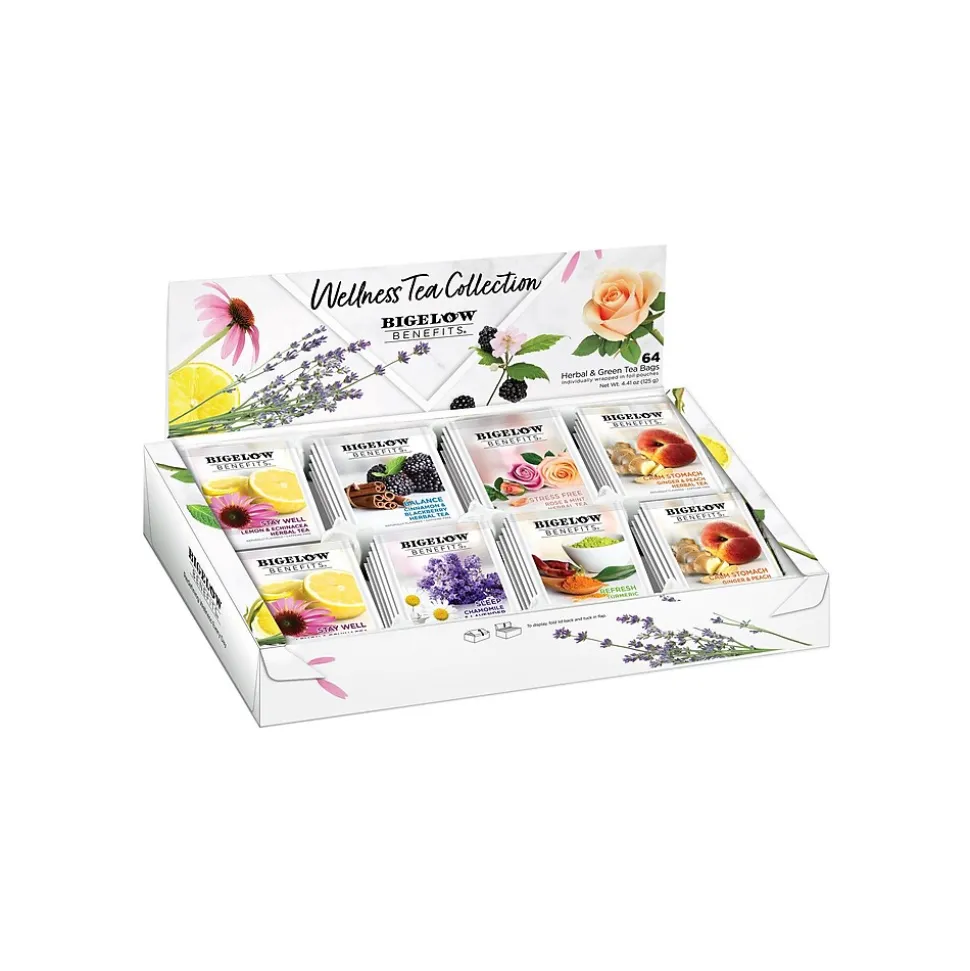 Bigelow Benefits Wellness Caffeinated Assorted Tea Bags, 64/Box (54568)