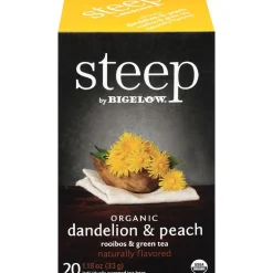 Bigelow Steep Dandelion & Peach Green & Rooibos Tea Bags, 20/Box (17715)