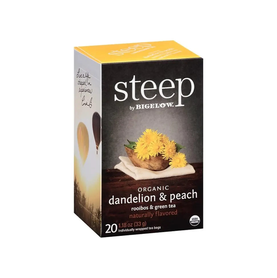 Bigelow Steep Dandelion & Peach Green & Rooibos Tea Bags, 20/Box (17715)