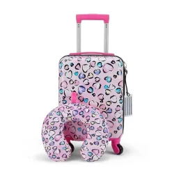 Bioworld Hardside Heart Spinner Luggage Set, Pink (LRY5LAXVIGSB00)