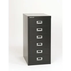Bisley® 6-Drawer Steel Vertical File Cabinet, Black, Letter/A4 (MD6-BK)
