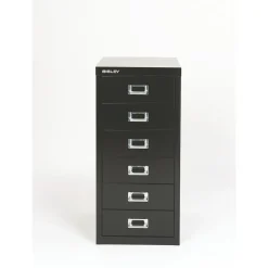 Bisley® 6-Drawer Steel Vertical File Cabinet, Black, Letter/A4 (MD6-BK)