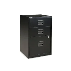 Bisley 3-Drawer Vertical File Cabinet, Locking, Letter, Black, 15.75"D (FILE3-BK DISP)