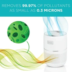 Black & Decker HEPA Tabletop Air Purifier, 3-Speed, White (BAPT01)