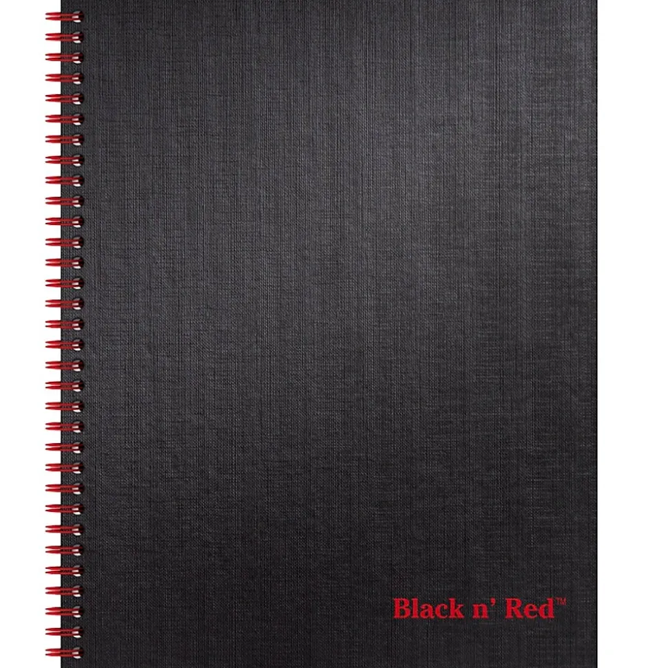 Black N' Red 1-Subject Professional Notebooks, 8.5" x 11", Wide Ruled, 70 Sheets, Black (K67030)
