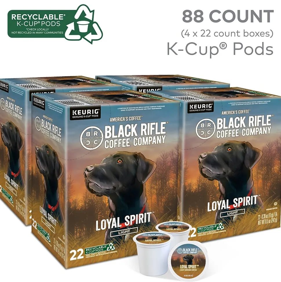 Black Rifle Coffee Company Loyal Spirit Coffee Keurig® K-Cup® Pods, Light Roast, 88/Carton (5000384042CT)