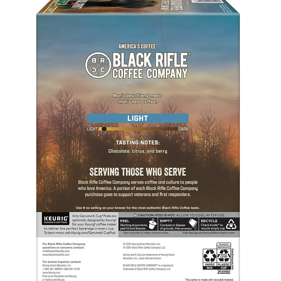 Black Rifle Coffee Company Loyal Spirit Coffee Keurig® K-Cup® Pods, Light Roast, 88/Carton (5000384042CT)