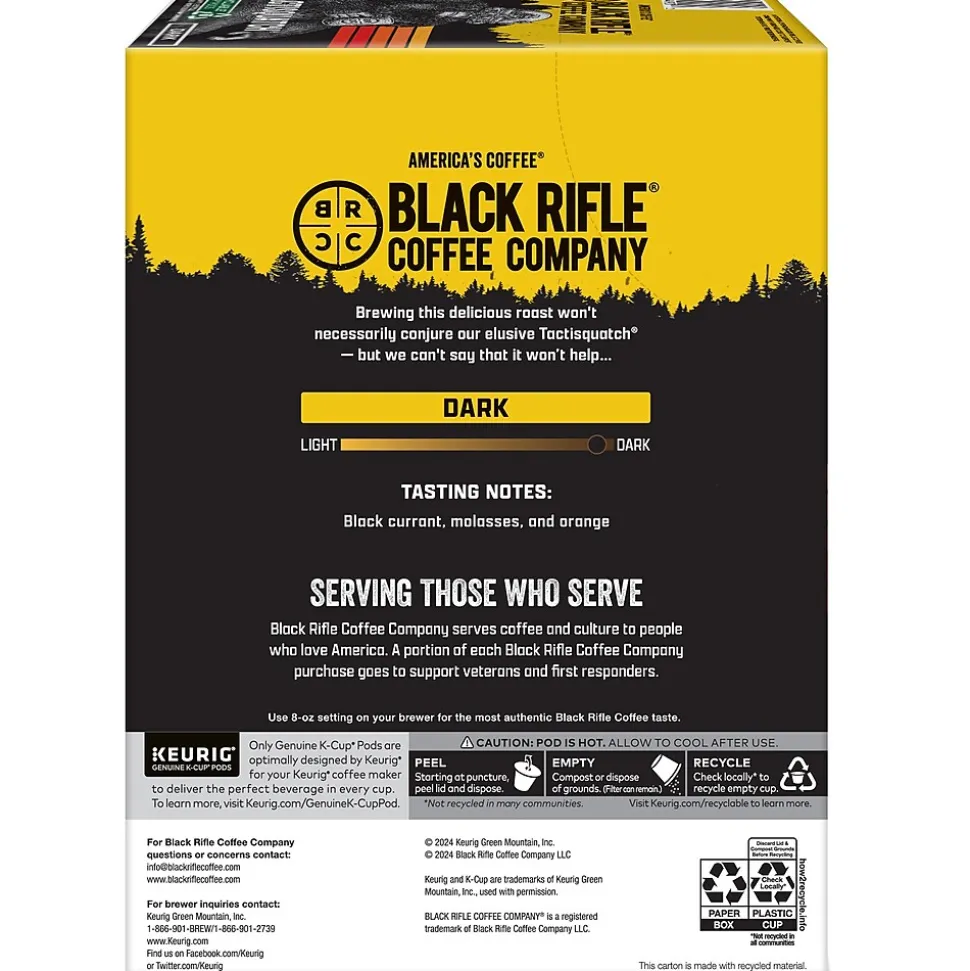 Black Rifle Coffee Company Tactisquatch Coffee Keurig® K-Cup® Pods, Dark Roast, 88/Carton (5000384046CT)