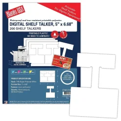 Blanks/USA® 5" Tall Shelf Talker, White, 200/Pack