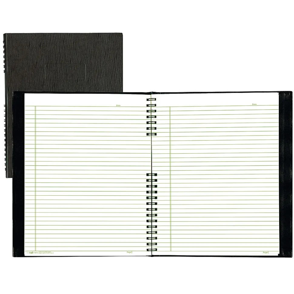 Blueline EcoLogix NotePro 1-Subject Professional Notebooks, 8.5" x 11", College Ruled, 100 Sheets, Black (REDA10200EBLK)