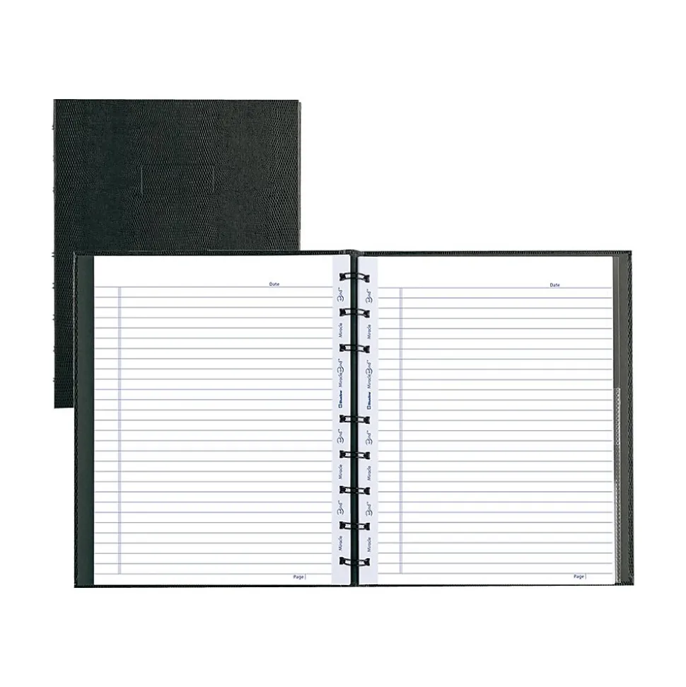 Blueline MiracleBind Professional Notebooks, 7.25" x 9.25", College Ruled, 75 Sheets, Black (AF9150.81)